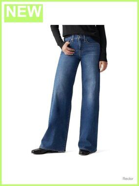 Mid Rise Wide Leg Jeans Flattering Shaping Casual Denim